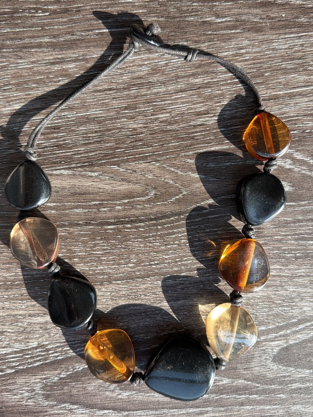 Amber bead chunky style necklace